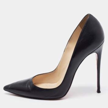 Pre Owned Christian Louboutin Black Leather So Kate Pumps Size 41