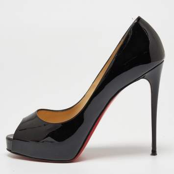 Pre Owned Christian Louboutin Black Patent Leather New Prive Pumps Size 38.5