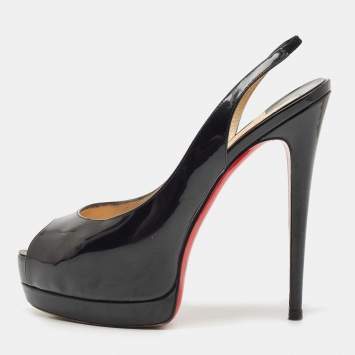 Pre Owned Christian Louboutin Black Patent Leather Private Number Pumps Size 39