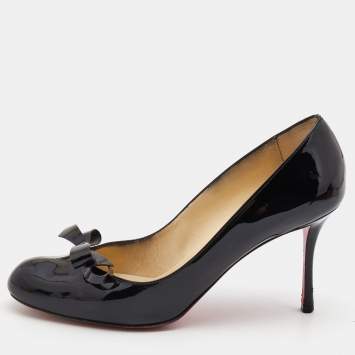 Pre Owned Christian Louboutin Black Patent Leather Vinodo Pumps Size 38.5