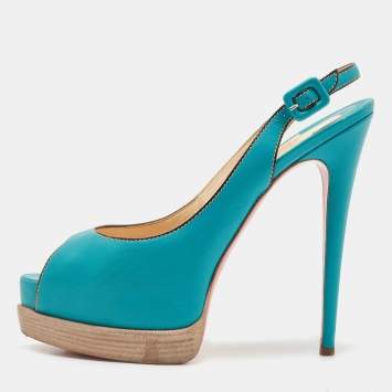 Pre Owned Christian Louboutin Blue Leather Palais Royal Trepointe Pumps Size 40