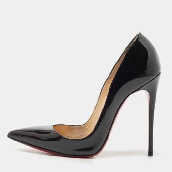 Pre Owned Christian Louboutin Black Patent Leather So Kate  Pumps Size 36.5