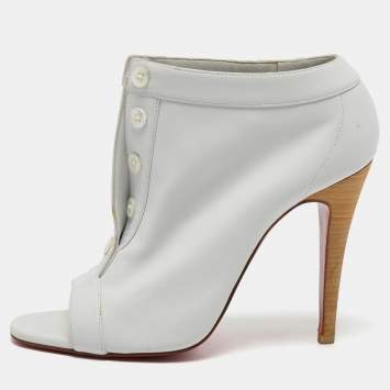 Pre Owned Christian Louboutin White Leather Maotic Boots Size 38