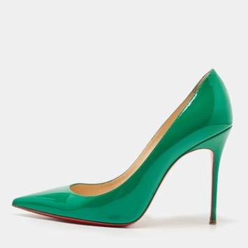 Pre Owned Christian Louboutin Green Patent So Kate Pumps Size 37