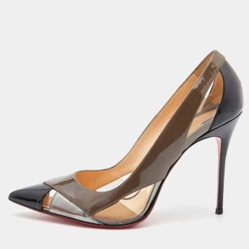 Pre Owned Christian Louboutin Tricolor Patent Leather and PVC Galata Pumps Size 39
