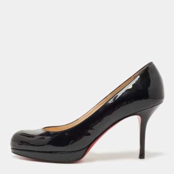 Pre Owned Christian Louboutin Black Patent New Simple Pumps Size 37