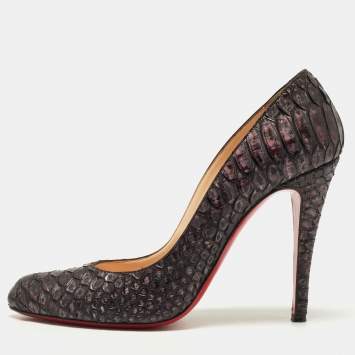 Pre Owned Christian Louboutin Purple/Black Python Leather Simple Pumps Size 39