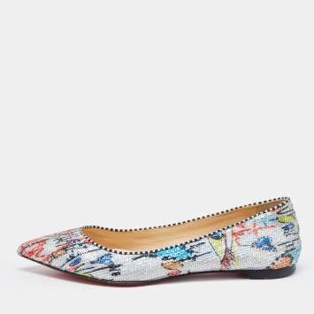 Pre Owned Christian Louboutin Multicolor Sequins Ballet Flats Size 36