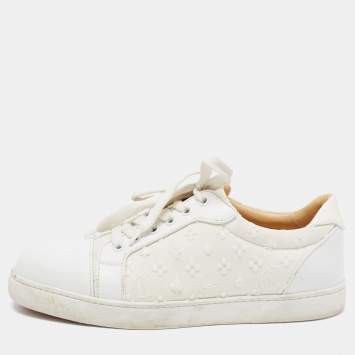 Pre Owned Christian Louboutin White Fabric and Leather Vieira Orlato Sneakers Size 40