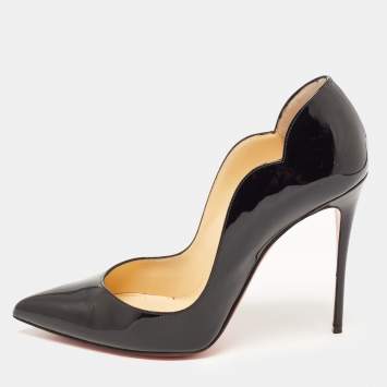 Pre Owned Christian Louboutin Black Patent Hot Chick Pumps Size 39.5