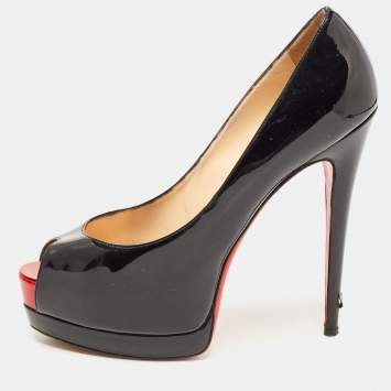 Pre Owned Christian Louboutin Black Patent Leather Altadama Pumps Size 40