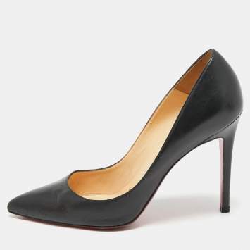 Pre Owned Christian Louboutin Black Leather Pigalle Pointed Toe Pumps Size 39