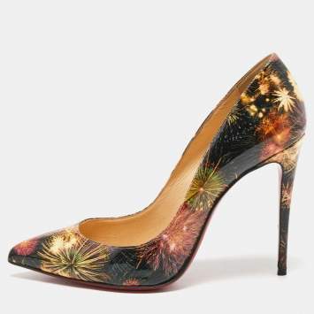 Pre Owned Christian Louboutin Multicolor Firework Print Patent Leather Pigalle Follies Pumps Size 37.5
