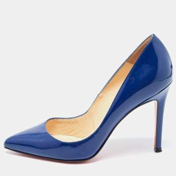 Pre Owned Christian Louboutin Blue Patent Leather Pigalle Pumps Size 35.5