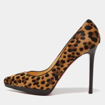 Pre Owned Christian Louboutin Two Tone Calf Hair Pigalle Plato Pumps Size 39.5