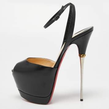 Pre Owned Christian Louboutin Black Leather Despressi Platform Sandals Size 40
