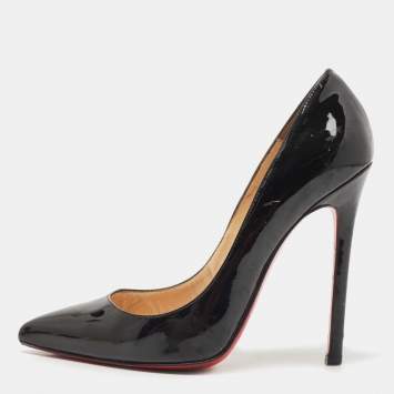 Pre Owned Christian Louboutin Black Patent Leather Pigalle Pumps Size 38