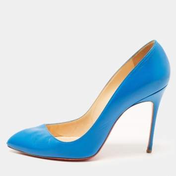 Pre Owned Christian Louboutin Blue Leather decollete Pumps Size 39