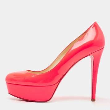 Pre Owned Christian Louboutin Neon Pink Leather Bianca Pumps Size 39.5