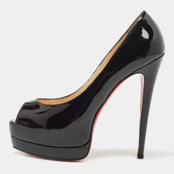 Pre Owned Christian Louboutin Black Patent Altadama Pumps Size 38.5
