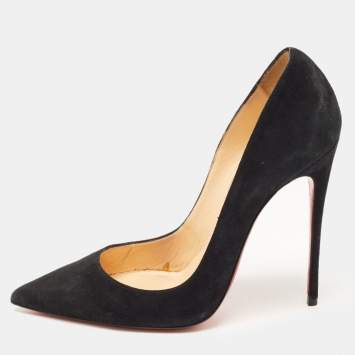 Pre Owned Christian Louboutin Black Suede Pigalle Pumps Size 37.5
