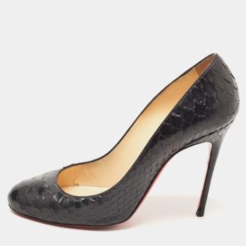 Pre Owned Christian Louboutin Black Python Fifi Pumps Size 40