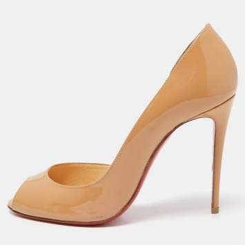 Pre Owned Christian Louboutin Beige Patent Demi You Pumps Size 36.5