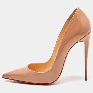 Pre Owned Christian Louboutin Beige Patent  So Kate Pumps Size 39.5