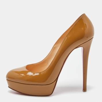 Pre Owned Christian Louboutin Beige Patent Leather Bianca Pumps Size 41