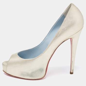 Pre Owned Christian Louboutin Metallic Gold Leather Very Prive Pumps Size 40