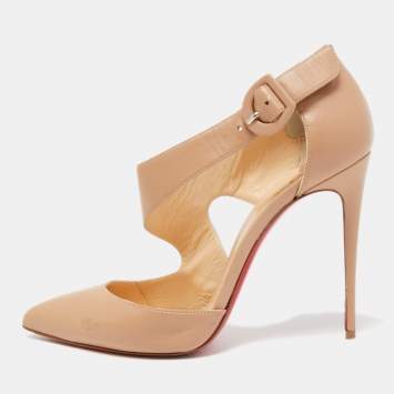 Pre Owned Christian Louboutin Beige Leather Sharpeta Pumps Size 41
