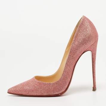 Pre Owned Christian Louboutin Pink Glitter So Kate Pumps Size 38