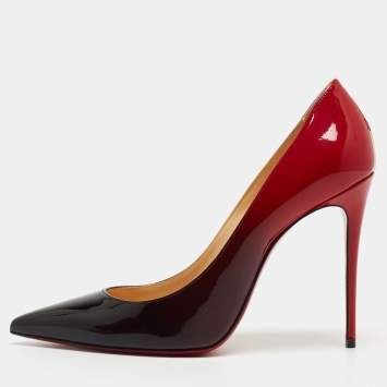 Pre Owned Christian Louboutin Red/Black Ombre Patent Leather Kate Pumps Size 39