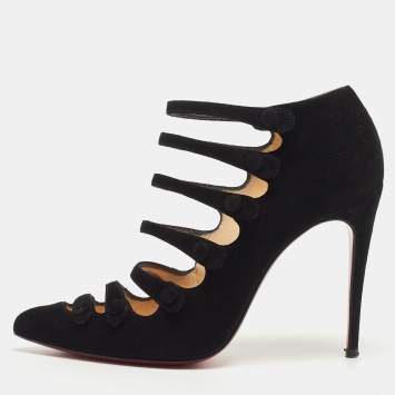 Pre Owned Christian Louboutin Black Suede Viennana Pumps Size 35.5