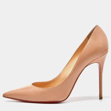 Pre Owned Christian Louboutin Beige Leather Decollete Pumps Size 38