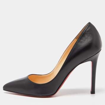 Pre Owned Christian Louboutin Black Leather Pigalle Pointed Toe Pumps Size 36.5