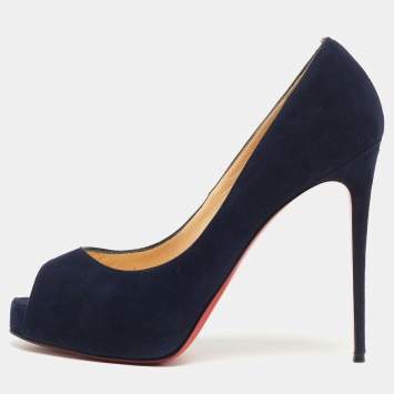 Pre Owned Christian Louboutin Navy Blue Suede New Very Prive Pumps Size 37