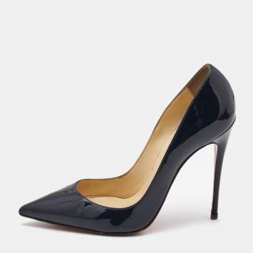 Pre Owned Christian Louboutin Navy Blue Patent Leather So Kate Pumps Size 38
