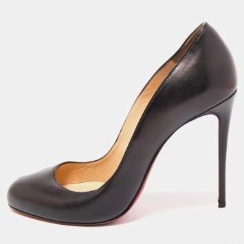 Pre Owned Christian Louboutin Black Leather Fifi Pumps Size 38