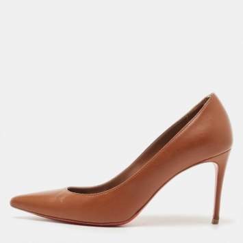 Pre Owned Christian Louboutin Brown Leather Kate Pumps Size 36