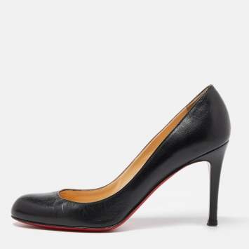 Pre Owned Christian Louboutin Black Leather New Simple Pumps Size 36.5