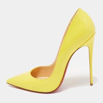 Pre Owned Christian Louboutin Yellow Patent Pigalle Pumps Size 40.5
