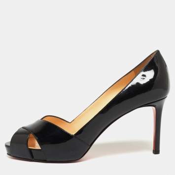 Pre Owned Christian Louboutin Black Patent Leather Shelleymat Pumps Size 39