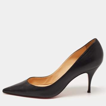 Pre Owned Christian Louboutin Black Leather Pigalle Pumps Size 40