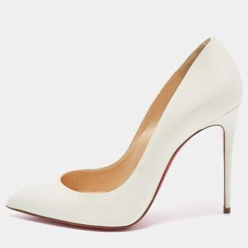 Pre Owned Christian Louboutin White Patent Leather So Kate Pointed Toe Pumps Size 37.5
