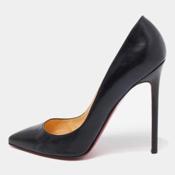 Pre Owned Christian Louboutin Black Leather Pigalle Pumps Size 38.5