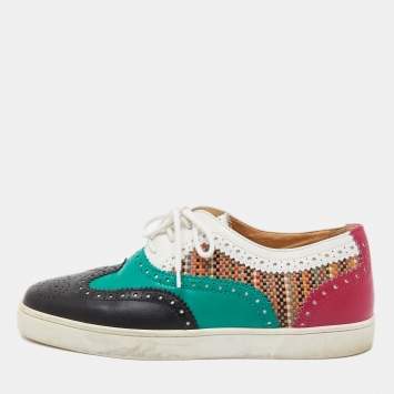 Pre Owned Christian Louboutin Multicolor Leather Oxford Sneakers Size 43