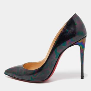 Pre Owned Christian Louboutin Multicolor Iridescent Leather Pigalle Follies Pumps Size 37.5