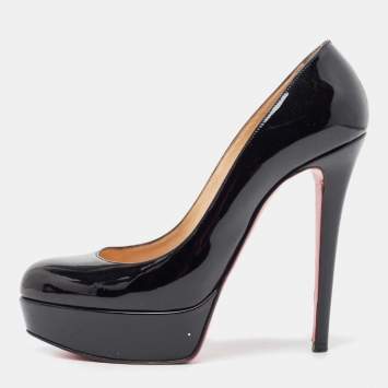 Pre Owned Christian Louboutin Black Patent Leather Bianca Pumps Size 37.5