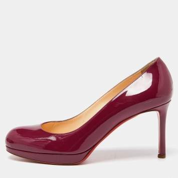 Pre Owned Christian Louboutin Purple Patent Leather New Simple Pumps Size 38